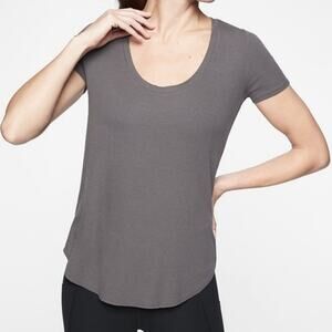 Athleta Revive Grey Ribbed Short Sleeve Tee Size Small